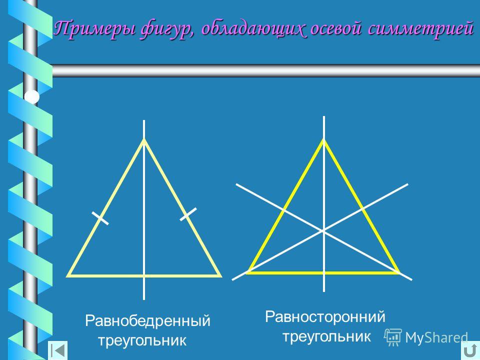 Центр симметрии треугольника. Ось симметрии равнобедренного треугольника. JCM cbvvtnhbb e hfdyj,tlhtyyjuj nhteujkmybrf. Оси симметрии равностороннего треугольника. Симметрия равнобедренного треугольника.