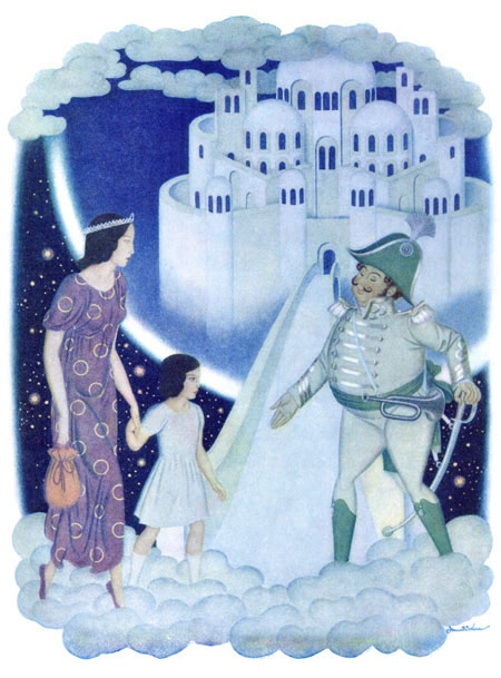 Edmund Dulac illustration to Daughters of the Stars, The Captain Greeted Them as Honored Guests