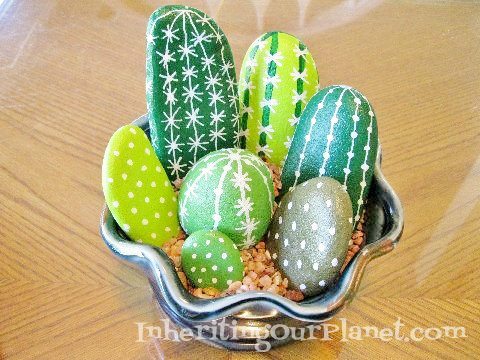 Easy Craft Ideas for Kids - Cactus Rocks