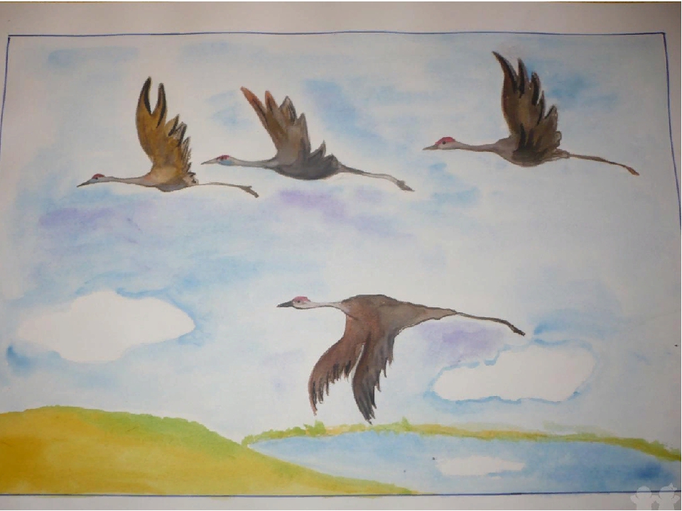 Как нарисовать журавля в небе. Рисунок перелётных Пти. Живопись птицы улетают. Рисование на тему перелетные птицы. Рисование перелетные птицы подготовительная группа.