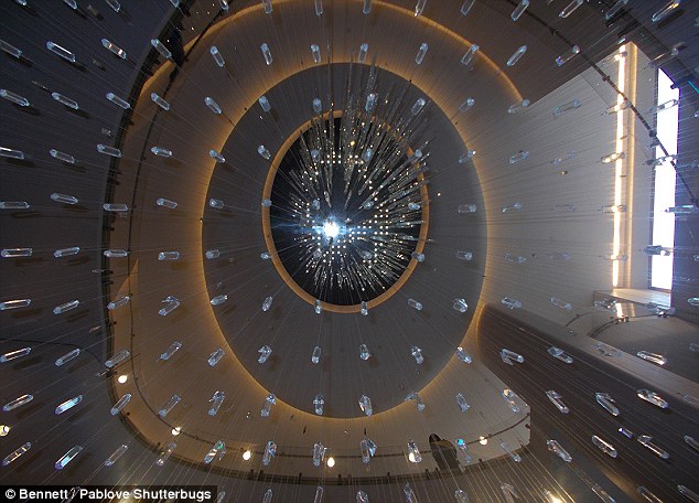 Looking up: Bennett, 10, pointed his lens upwards at a chandelier, giving the impression that it is falling down