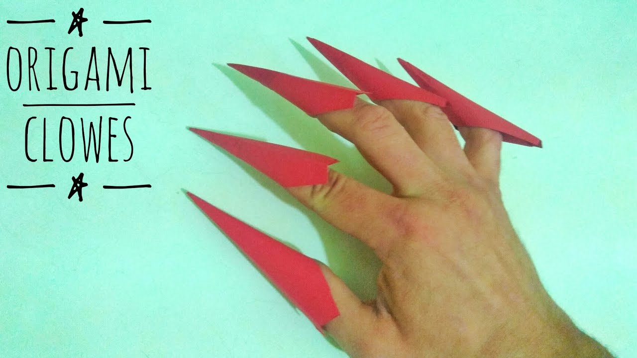 Коготь из бумаги видео. Оригами когти Фредди Крюгера. Оригами ногти. Когти из бумаги оригами. Ногти из бумаги оригами.