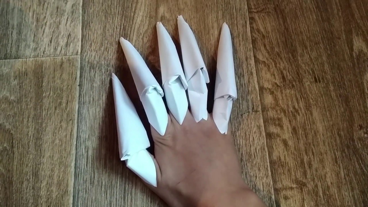 Коготь из бумаги видео. Оригами когти Фредди Крюгера. Когти Фредди Крюгера из бумаги. Ногти из бумаги. Ногти из бумаги оригами.