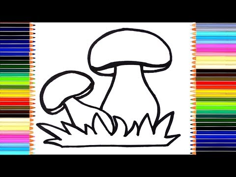 Как нарисовать гриб /  мультик раскраска грибы для детей  / учим цвета