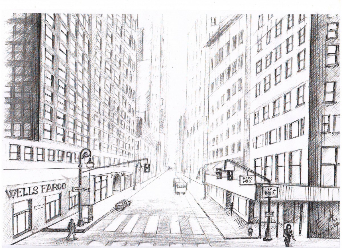 Нарисовать перспективу улицы
