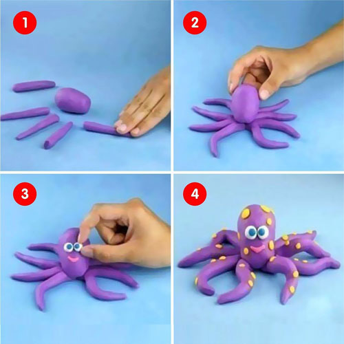 поделка для детей из пластилина осьминог
