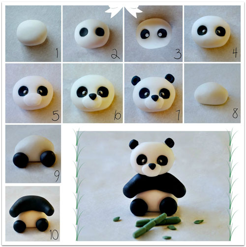 поделка из пластилина панда
