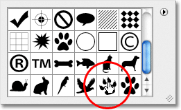 Selecting the Dog Print shape in Photoshop. 