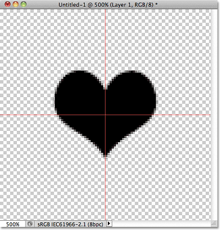 A heart shape drawn in Photoshop. 