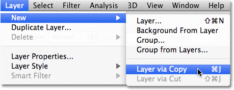 The New Layer via Copy command in Photoshop. 