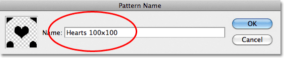 Photoshop Pattern Name dialog box. 