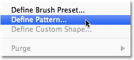 The Define Pattern command in Photoshop. 