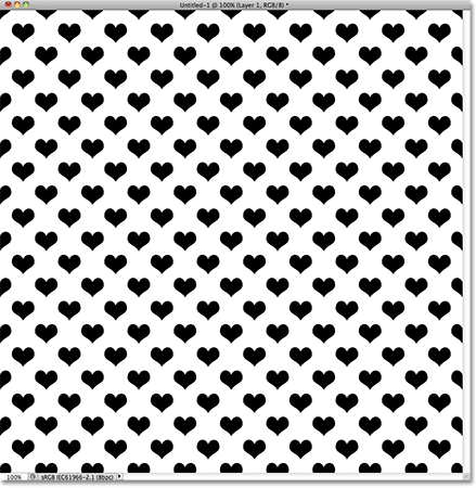A repeating hearts pattern created in Photoshop. 