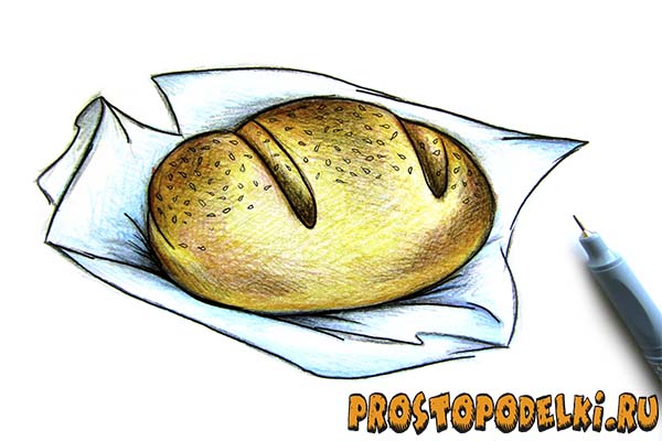 Как нарисовать хлеб-10