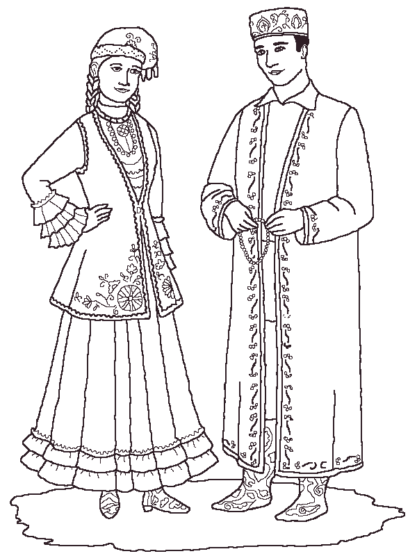 Раскраски костюмы татарские национальные костюмы, костюмы татар, одежда татар