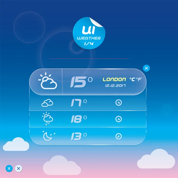 Vector Weather Widget, Button, Sign, Symbol, Emblem, Sticker, Badge, Logo for Web Design, User Interface, Mobile Phone, Baby, Children Vector Graphics