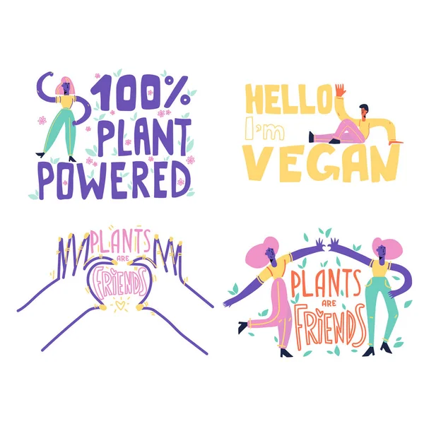 Set Vector Vegan Signs Vegan Foods Plant Based Vegan Diet Stock Vector