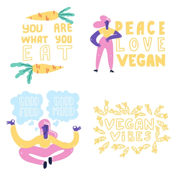 Set Vector Vegan Signs Vegan Foods Plant Based Vegan Diet Royalty Free Stock Vectors