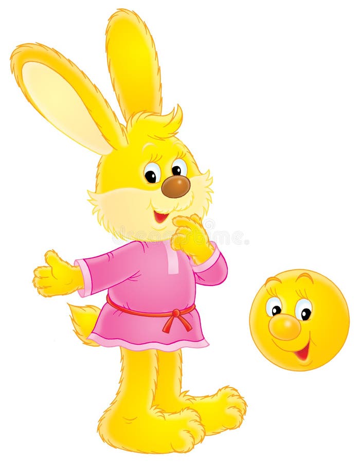 Rabbit and Kolobok. Isolated clip-art / children’s book illustration for your design stock illustration
