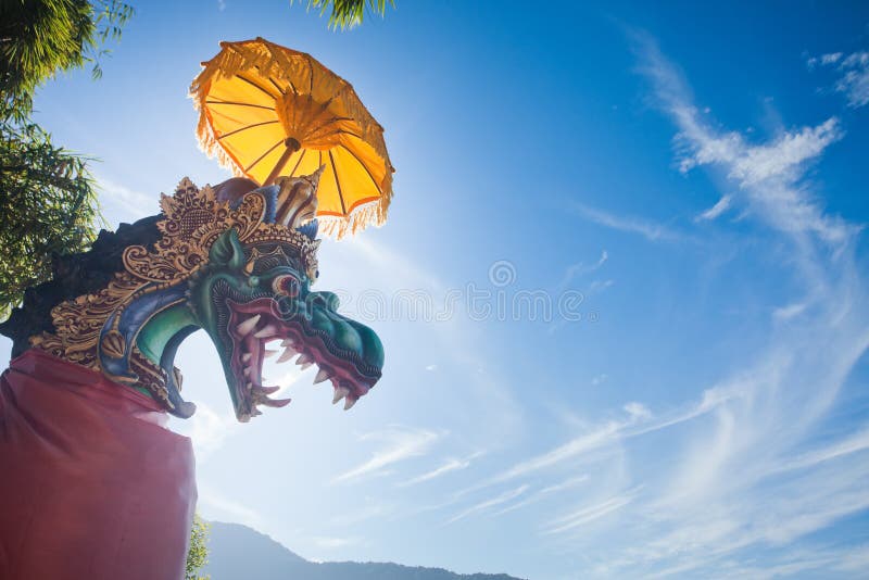 Unusual background of mystical dragon. Unusual blue background of mystical dragon, there is copy space stock images