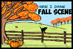 How to Draw an Autumn Fall Scene Step by Step Drawing Tutorial for Kids