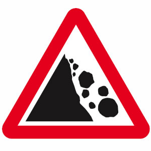 Falling rocks sign