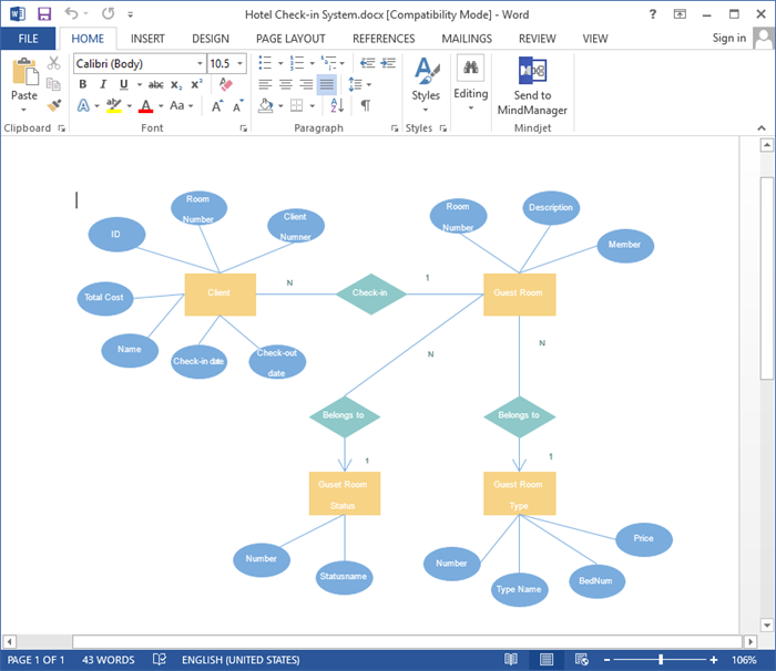 ER Diagram Opened in Word