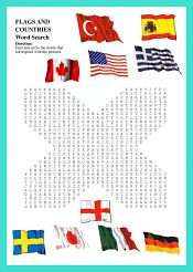 Country Flags WordSearch For Kids