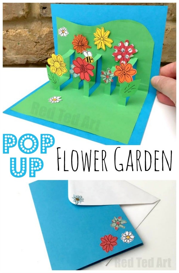 3D Flower Card DIY - Pop Up Cards for Kids - How to make 3d Flower Cards. Easy Flower Garden Pop up for Mother