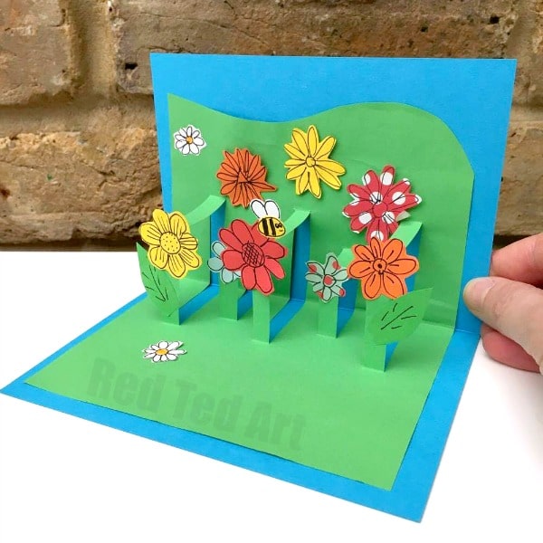 3D Flower Card DIY - Pop Up Cards for Kids - How to make 3d Flower Cards. Easy Flower Garden Pop up for Mother