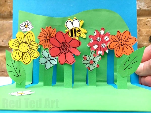 3D Flower Card DIY - Pop Up Cards for Kids - How to make 3d Flower Cards. Easy Flower Garden Pop up for Mother